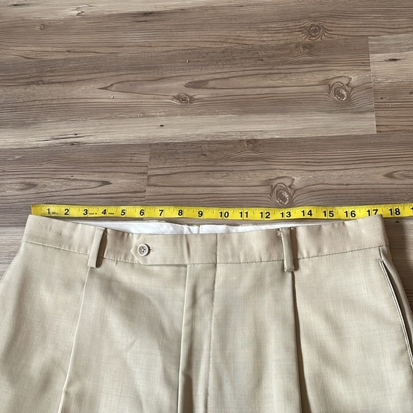 Oscar De La Renta Freedom suit pants Tan Pleated Cuffed Lightweight Mens 35 X 32 - Picture 4 of 11